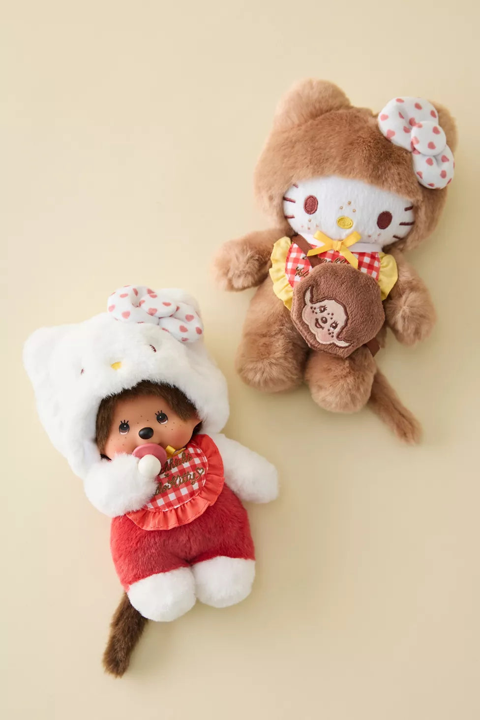 Hello Kitty Dressed as Monchhichi Gingham Check Plush