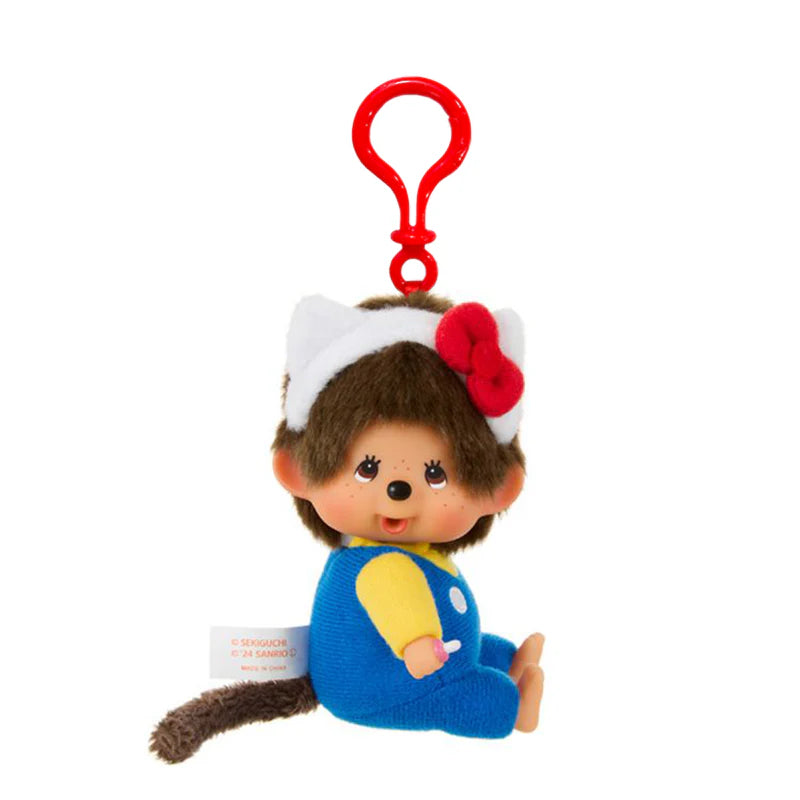 Monchhichi Dressed as Hello Kitty Keychain